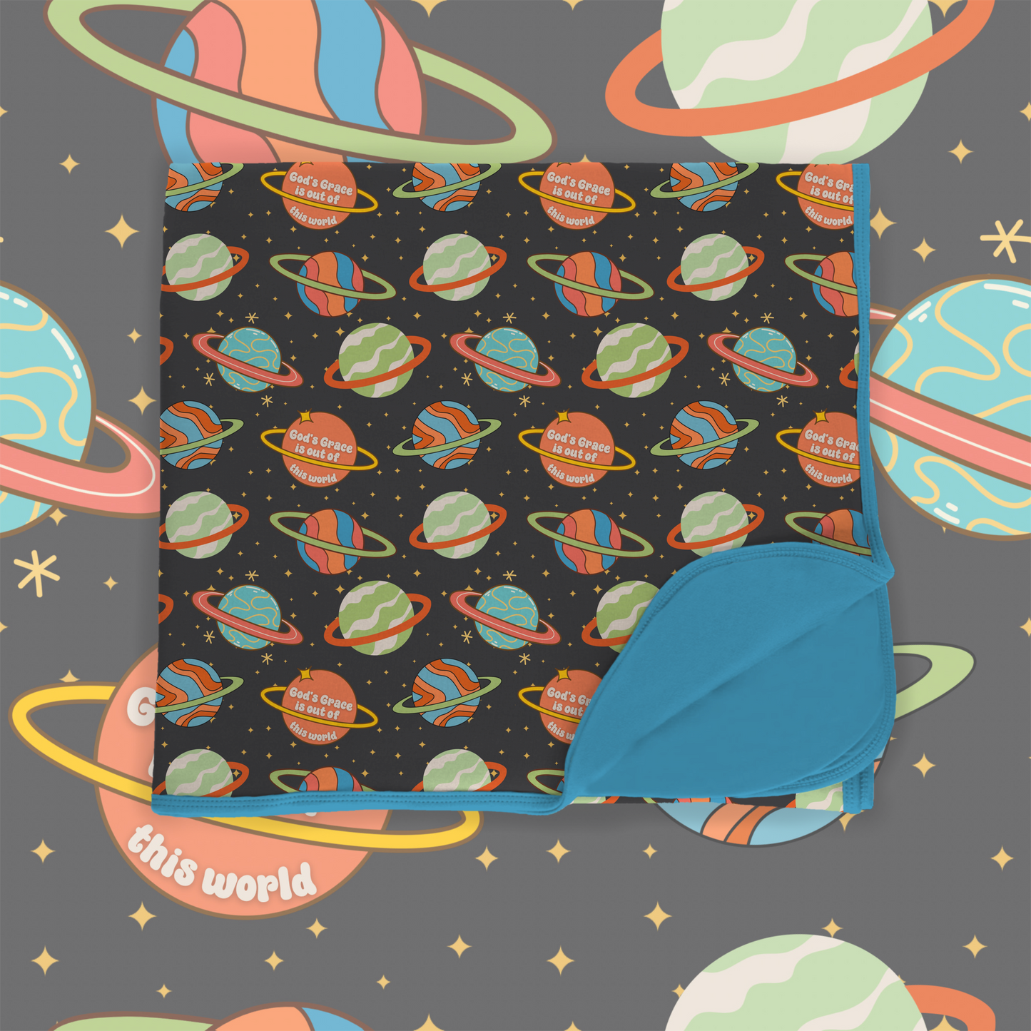 God's Grace Blue: Double Layer Bamboo Blanket