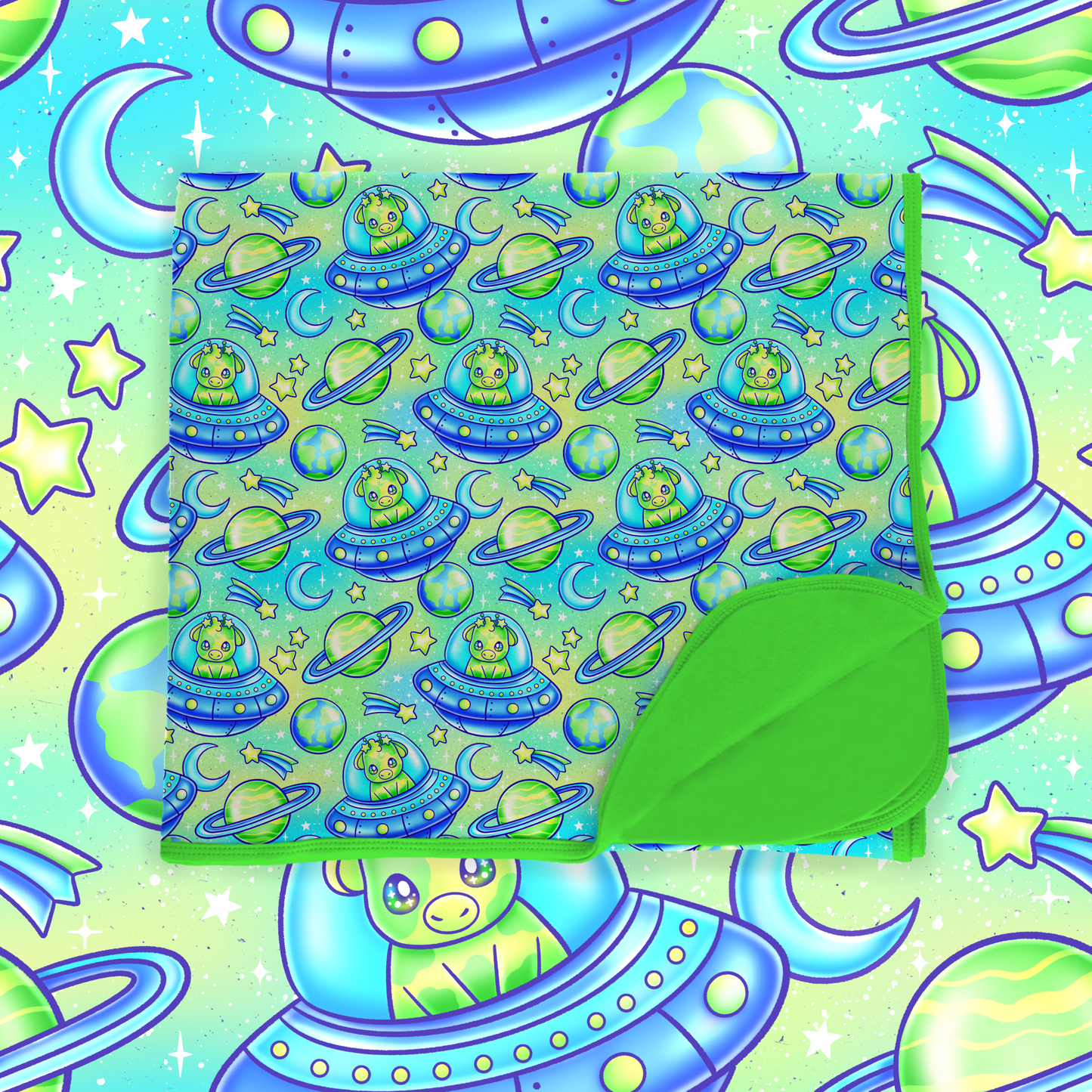 Space Cows: Double Layer Bamboo Blanket